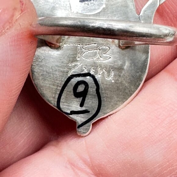 Native American Zuni Tracy Bowekaty Turquoise Corn Maize Sterling Ring size 9 - Picture 3 of 6